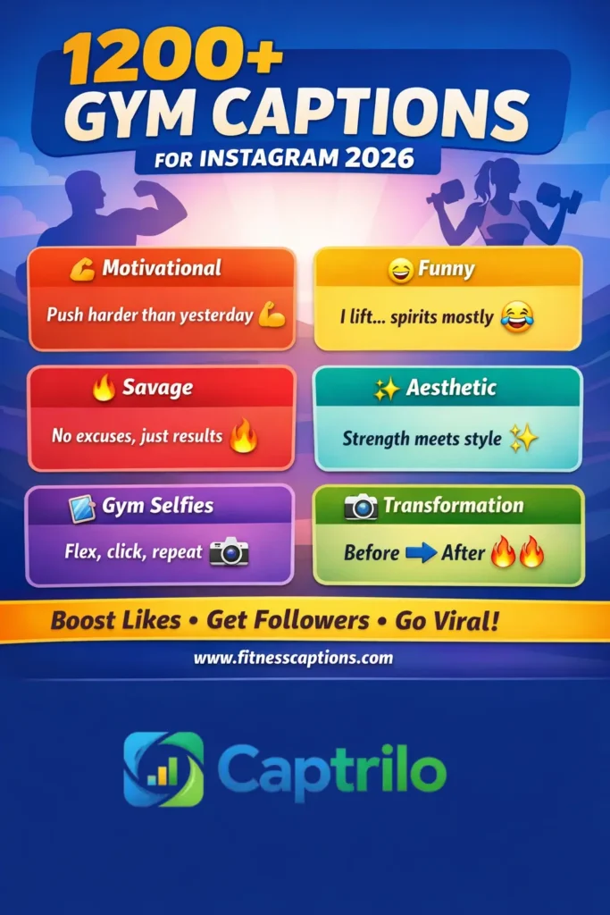  “Fitness enthusiast lifting weights in the gym with motivational energy — perfect Instagram caption inspiration for 2026.”