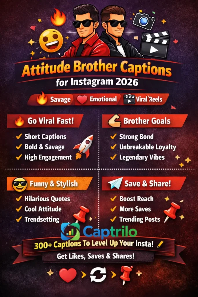 A stylish Instagram post concept showing two brothers with a strong attitude vibe, representing brotherhood, loyalty, and savage energy with a modern aesthetic background for 2026 social media trends.