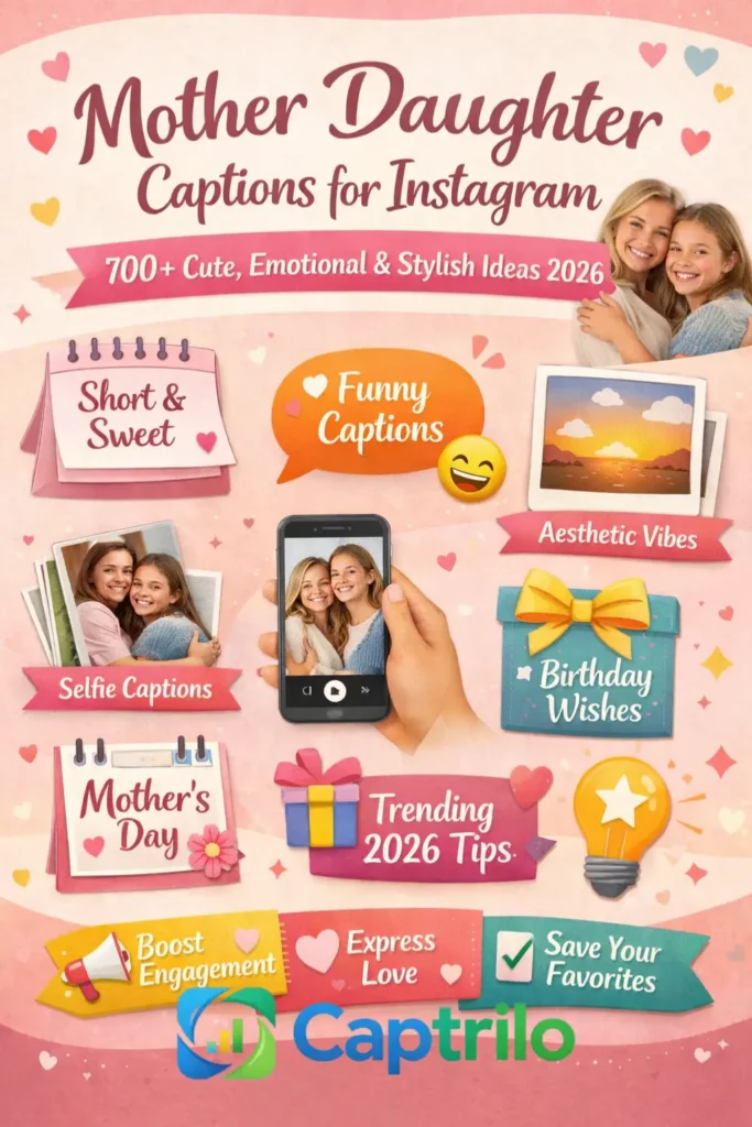 Mother and daughter smiling together, taking a selfie, representing love, bonding, friendship, and emotional connection, perfect for Instagram captions in 2026.