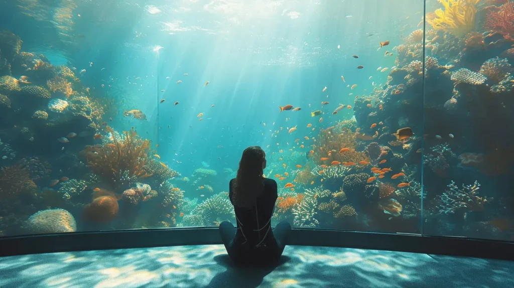 Aquarium Captions Instagram 2026 infographic showing aesthetic, funny, romantic, selfie, and travel caption ideas with engagement tips and hashtag strategy for social media posts.