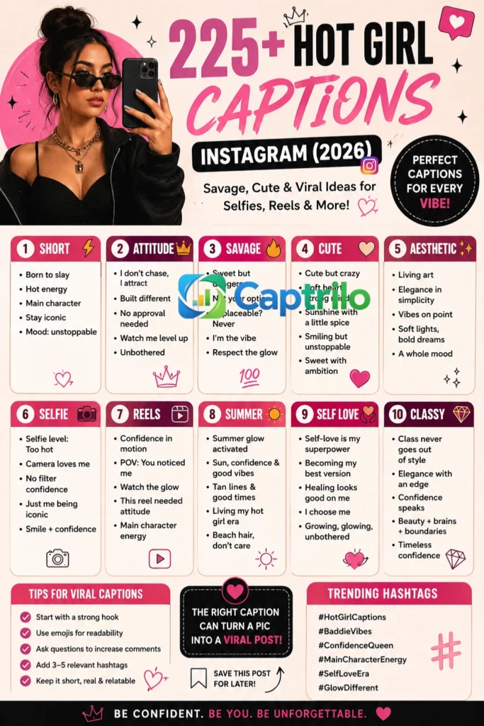 Hot girl posing confidently for an Instagram selfie with a stylish outfit and an aesthetic background representing hot girl captions, Instagram ideas