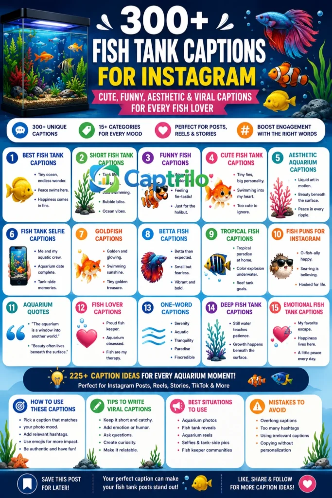 Colorful tropical fish swimming inside a vibrant aquarium filled with aquatic plants, decorative rocks, crystal-clear water, and glowing underwater lighting.